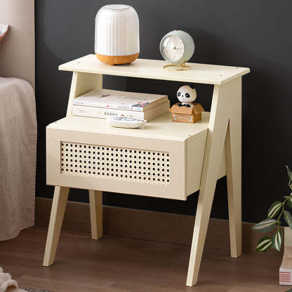 Contemporary Bamboo 1-Drawer Cube Nightstand