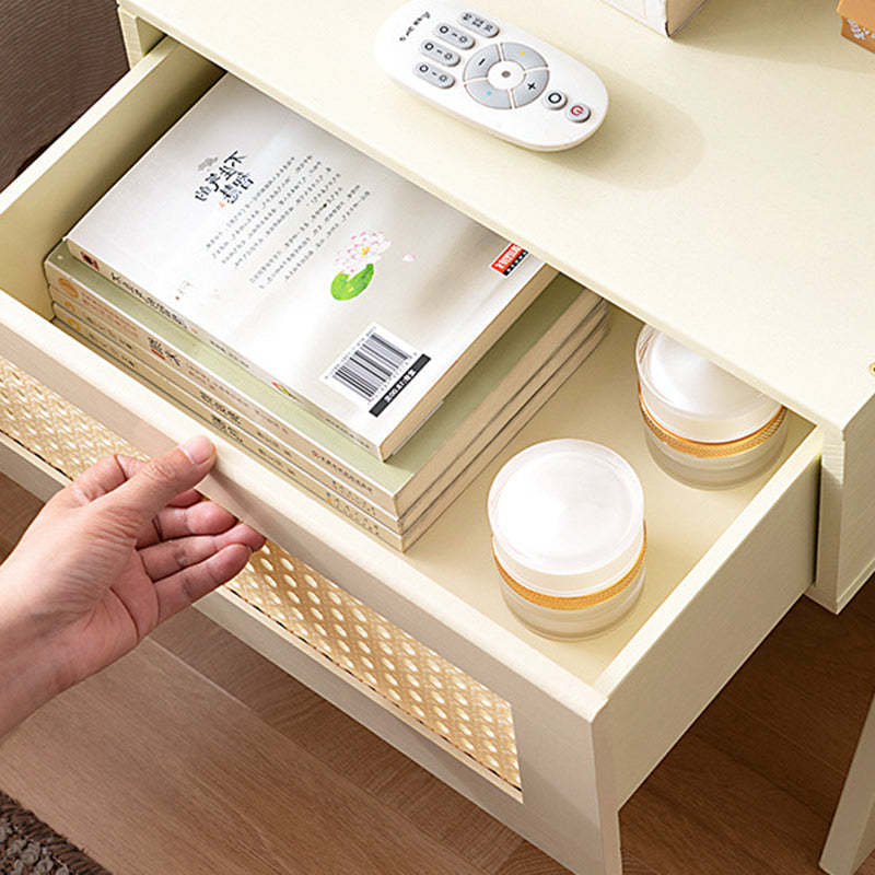 Contemporary Bamboo 1-Drawer Cube Nightstand