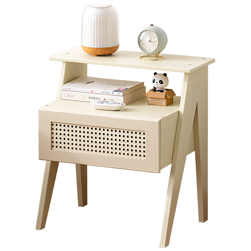 Contemporary Bamboo 1-Drawer Cube Nightstand