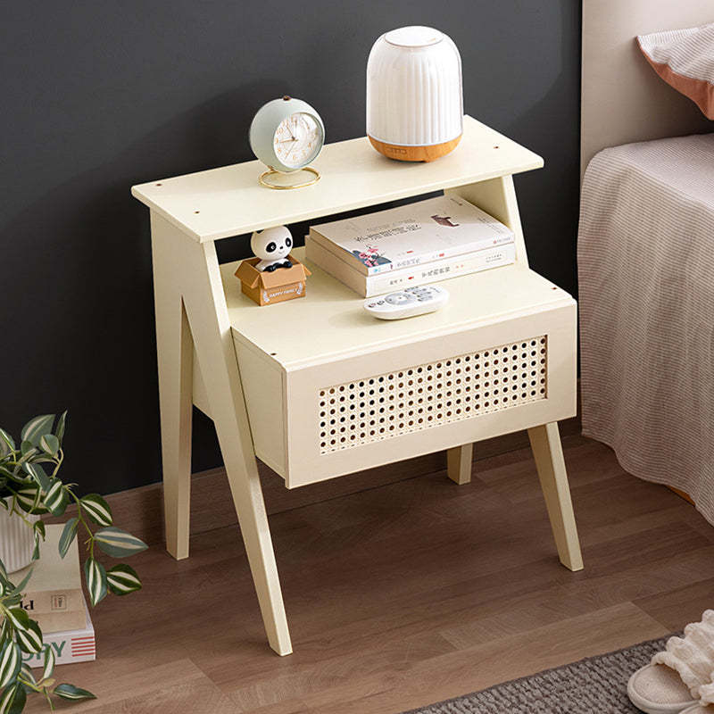 Contemporary Bamboo 1-Drawer Cube Nightstand