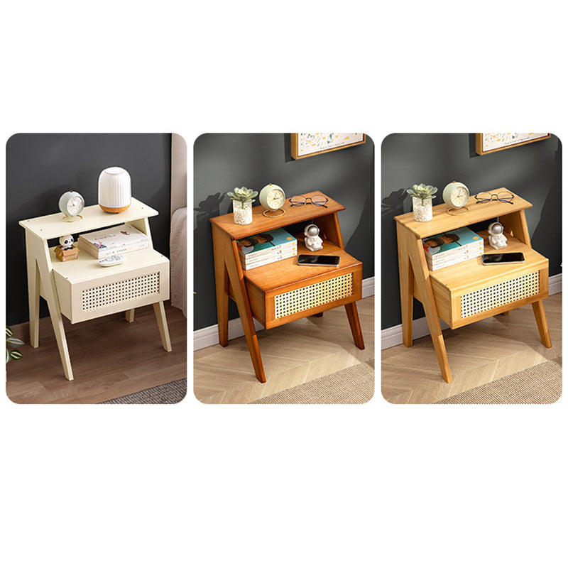 Contemporary Bamboo 1-Drawer Cube Nightstand