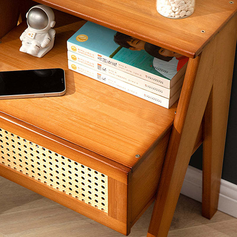 Contemporary Bamboo 1-Drawer Cube Nightstand