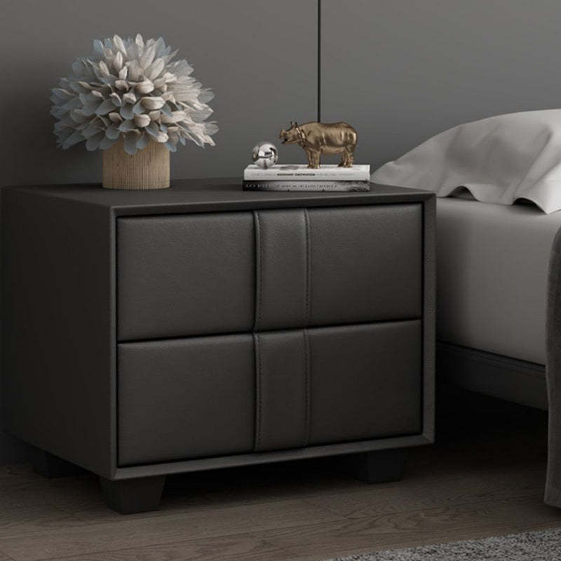Lighom nordic 2-drawer leather wood nightstands