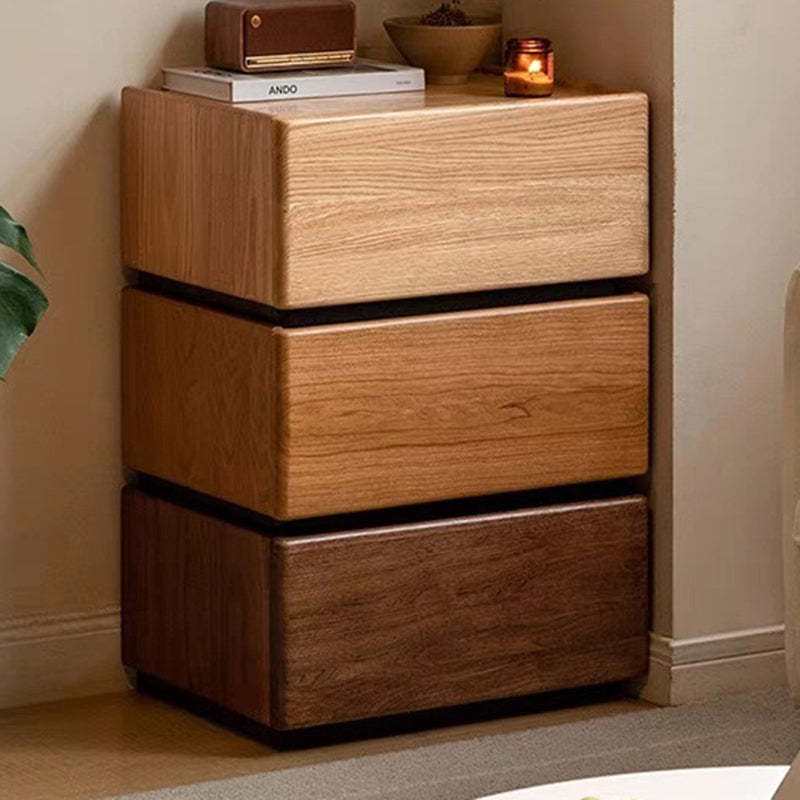 Japanese Solid Wood 1-Drawer Side Table — Red Oak Color