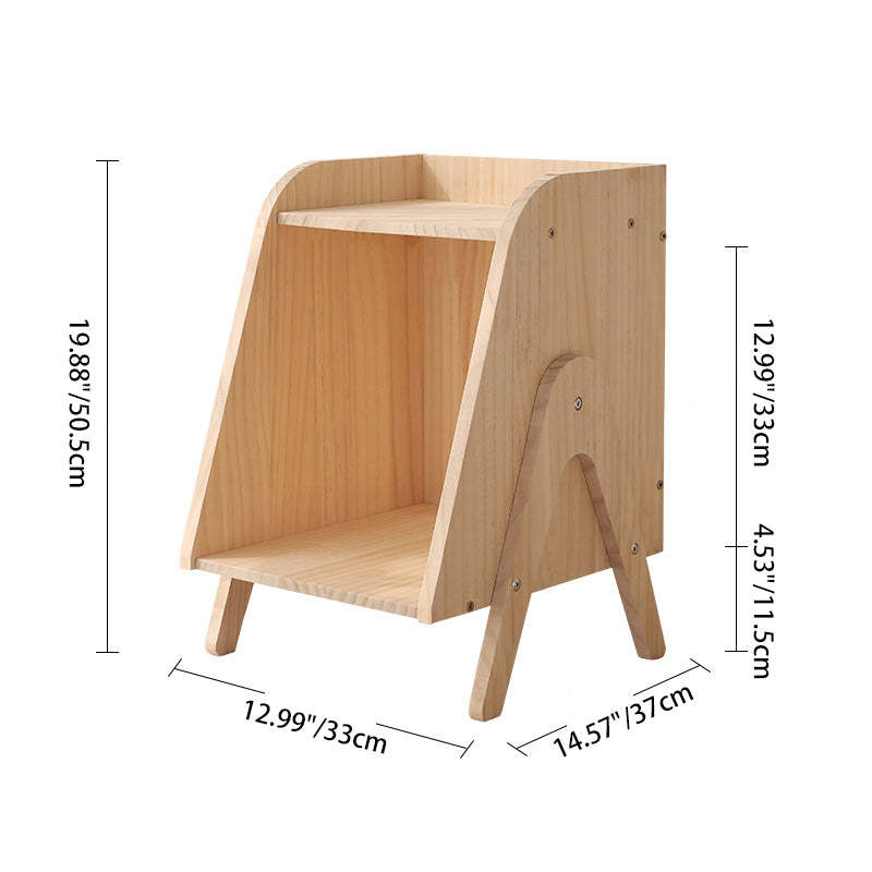 Modern Trapezoid Solid Wood Cabinet Side Table