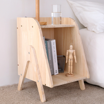 Modern Trapezoid Solid Wood Cabinet Side Table