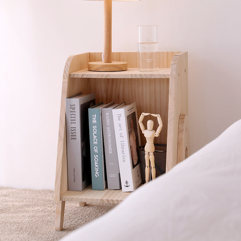 Modern Trapezoid Solid Wood Cabinet Side Table