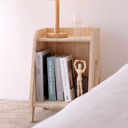 Modern Trapezoid Solid Wood Cabinet Side Table