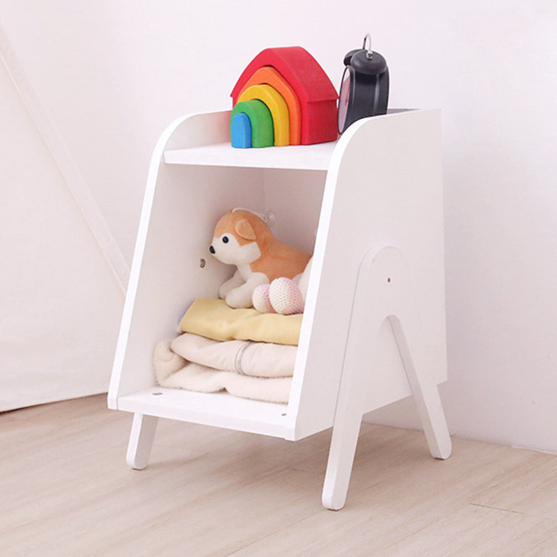 Modern Trapezoid Solid Wood Cabinet Side Table — White