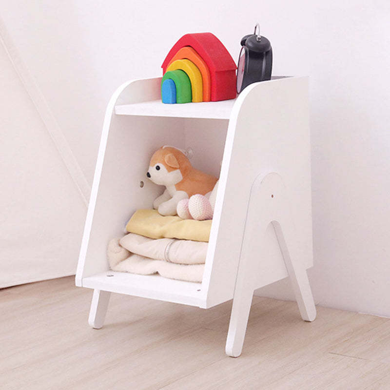 Modern Trapezoid Solid Wood Cabinet Side Table — White