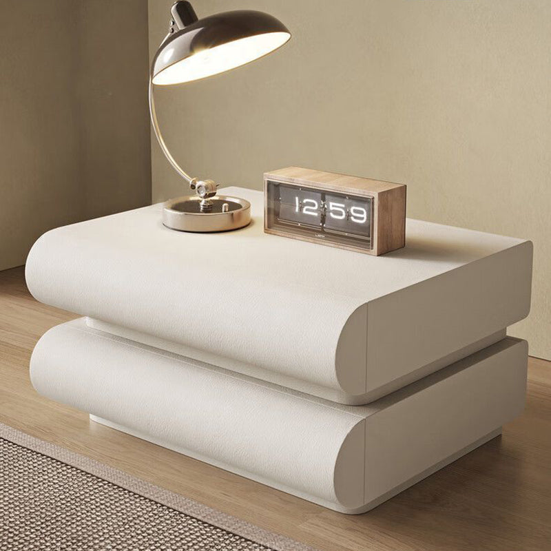 Nordic Wood Leather 2-Drawer Nightstand — 3 / Coffee Color