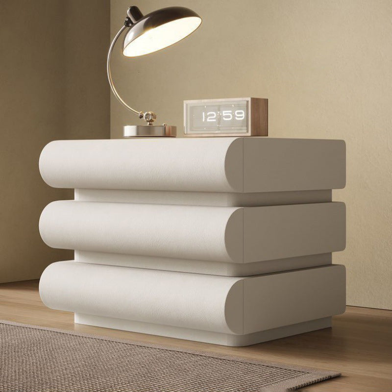 Nordic Wood Leather 2-Drawer Nightstand — 2 / Light Gray