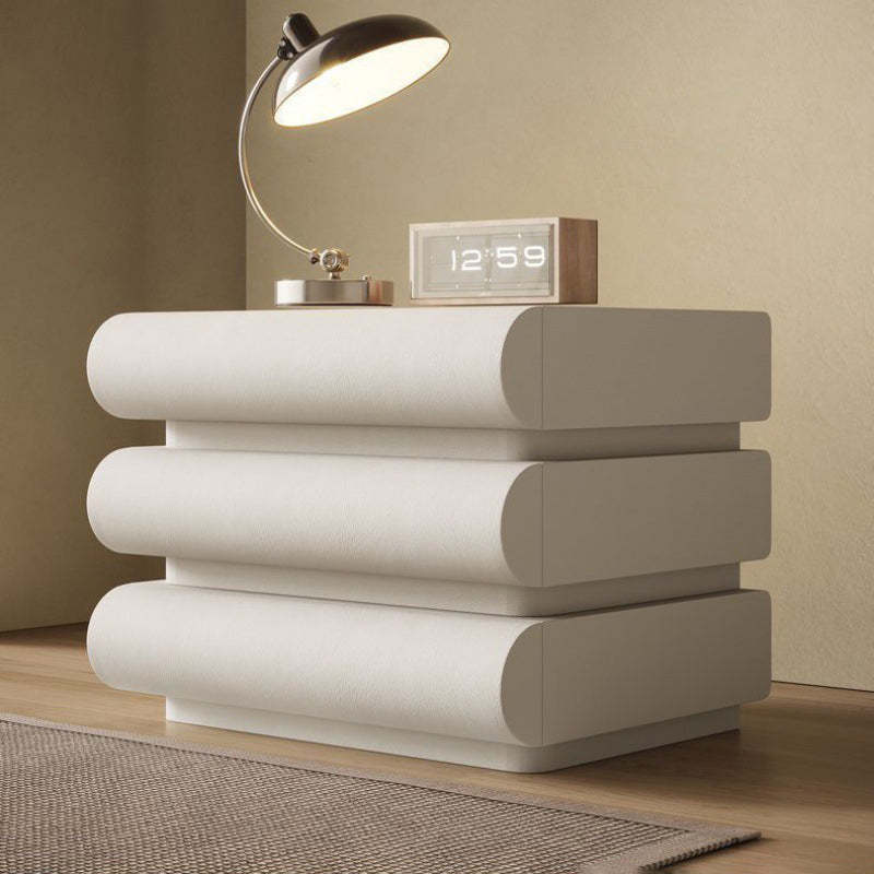Nordic Wood Leather 2-Drawer Nightstand — 2 / Light Gray