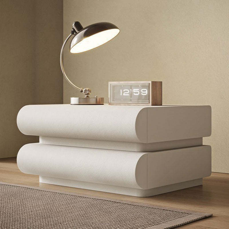 Nordic Wood Leather 2-Drawer Nightstand — 3 / Dark Gray