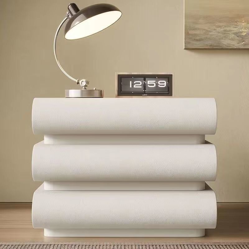 Nordic Wood Leather 2-Drawer Nightstand — 2 / Off White