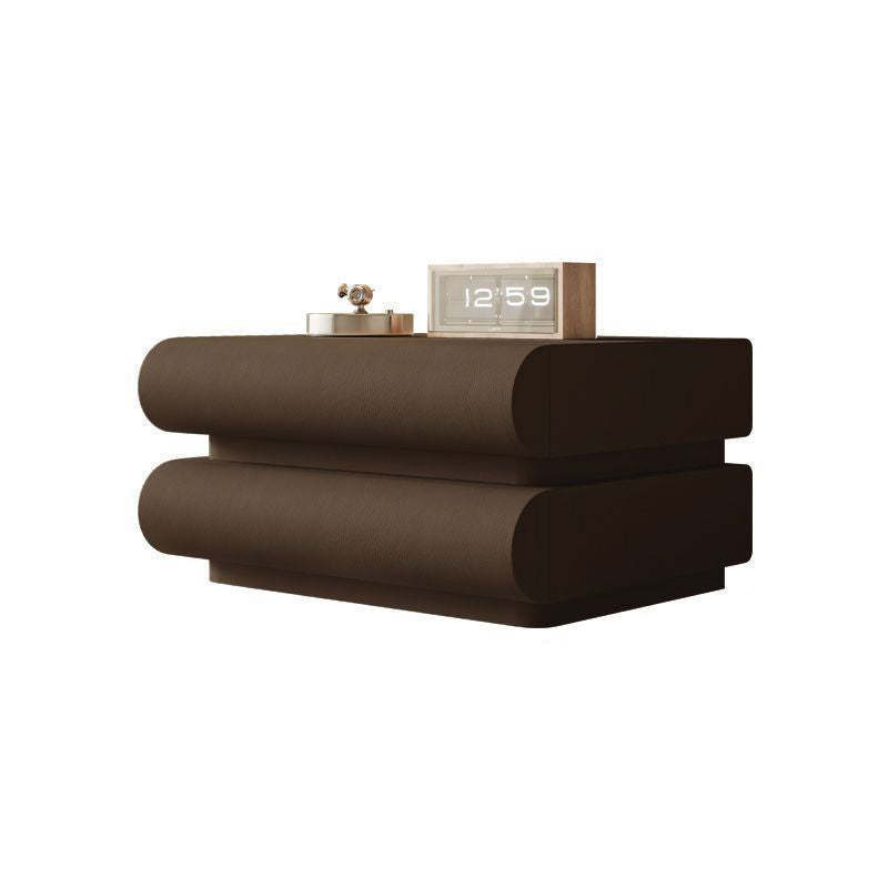 Nordic Wood Leather 2-Drawer Nightstand