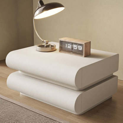 Nordic Wood Leather 2-Drawer Nightstand — 3 / Coffee Color
