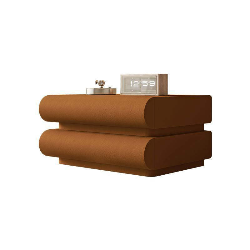 Nordic Wood Leather 2-Drawer Nightstand