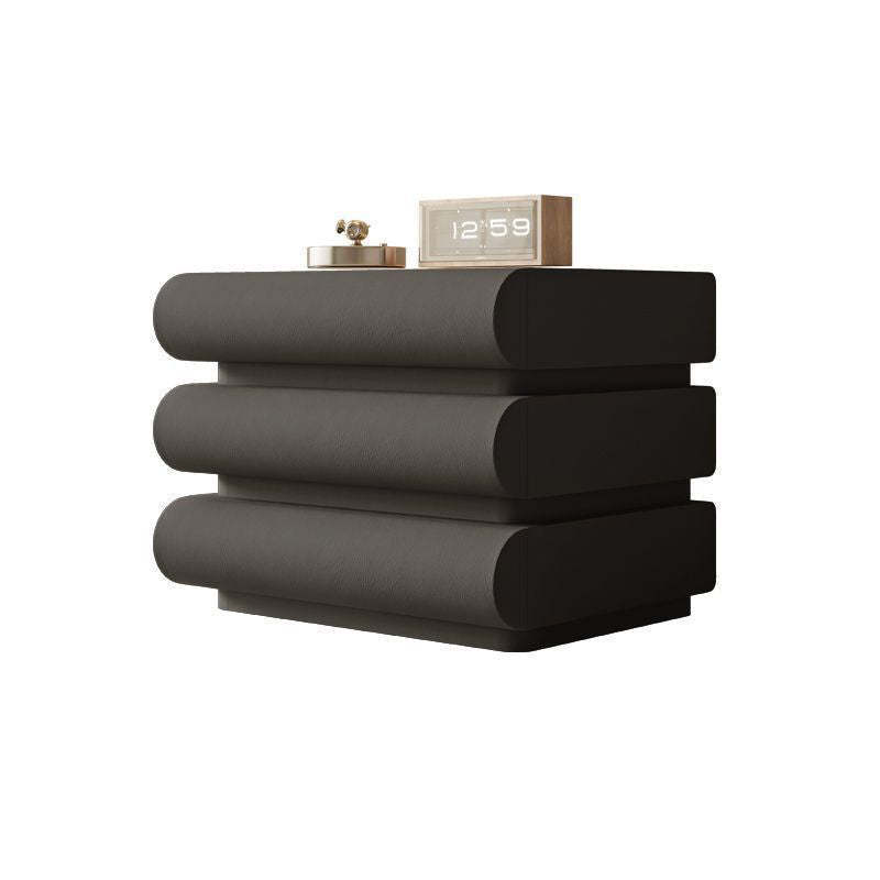 Lighom nordic 2-drawer gray nightstands in leather wood ceramic