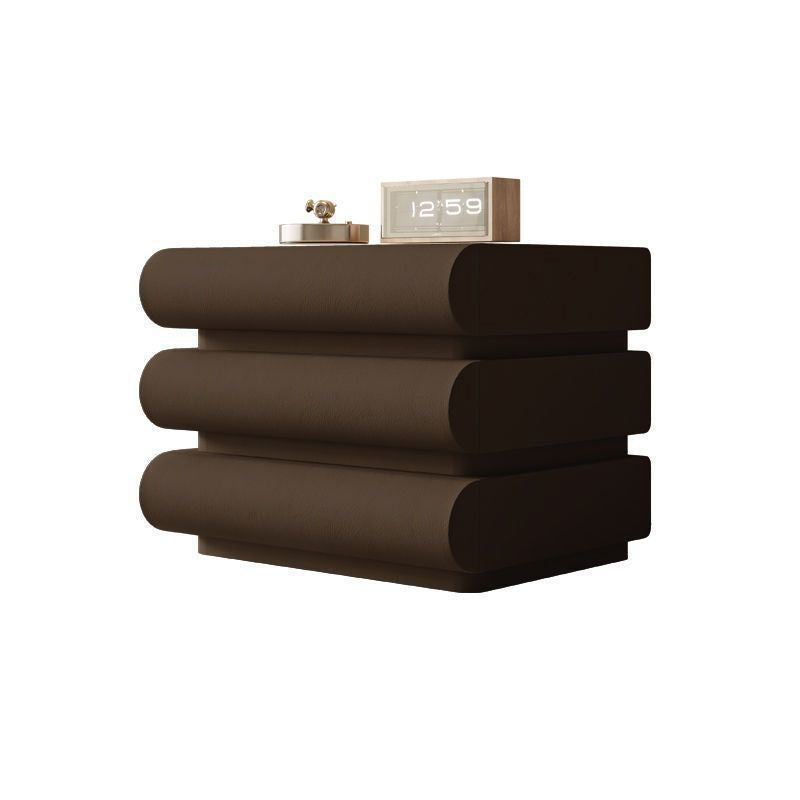 Nordic Wood Leather 2-Drawer Nightstand