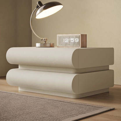 Nordic Wood Leather 2-Drawer Nightstand — 3 / Orange