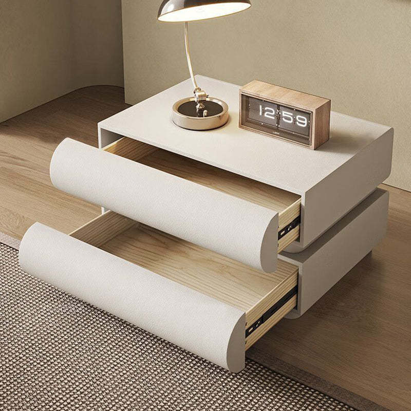 Nordic Wood Leather 2-Drawer Nightstand — 2 / Coffee Color