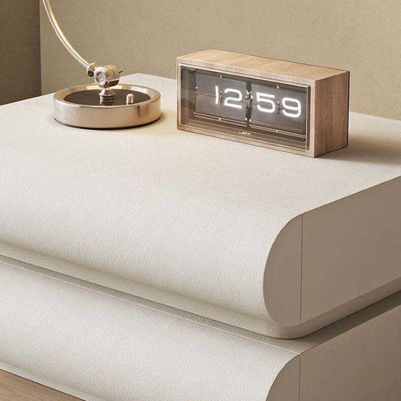 Nordic Wood Leather 2-Drawer Nightstand — 2 / Black