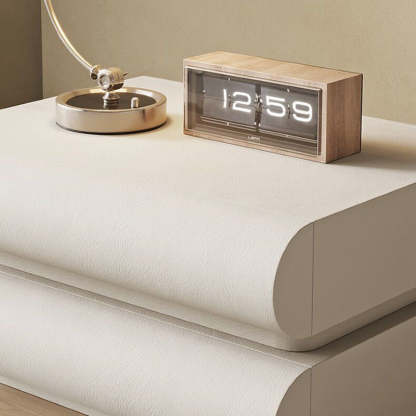Nordic Wood Leather 2-Drawer Nightstand — 2 / Black
