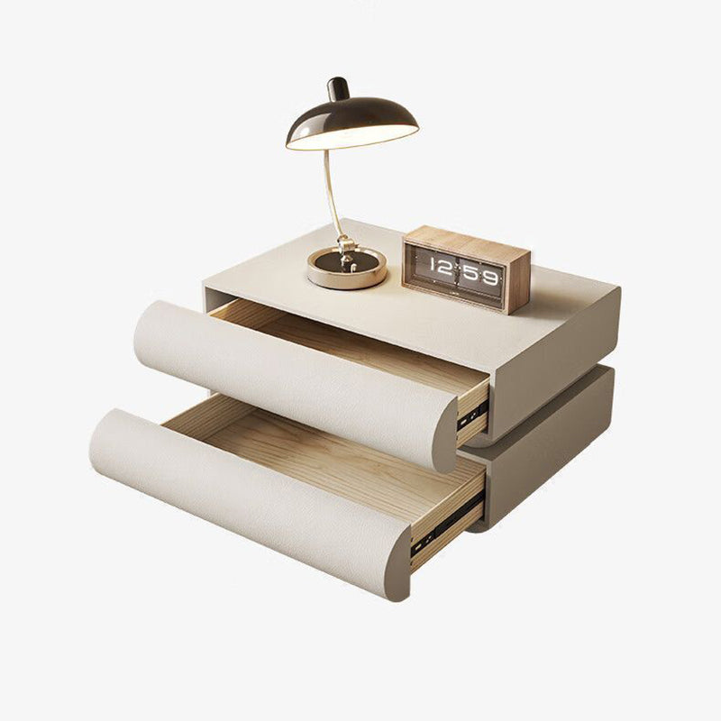 Nordic Wood Leather 2-Drawer Nightstand