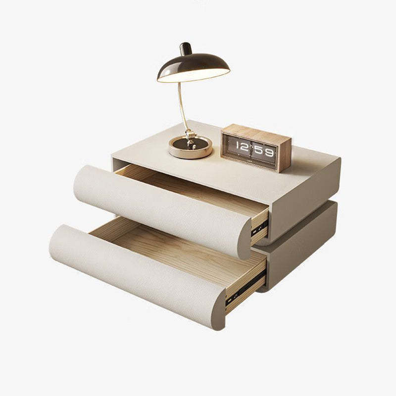 Nordic Wood Leather 2-Drawer Nightstand