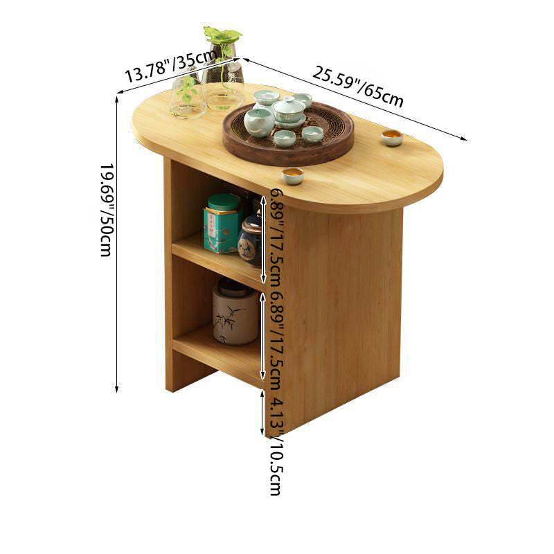 Japanese Semicircle Solid Wood 3-Tier Side Table