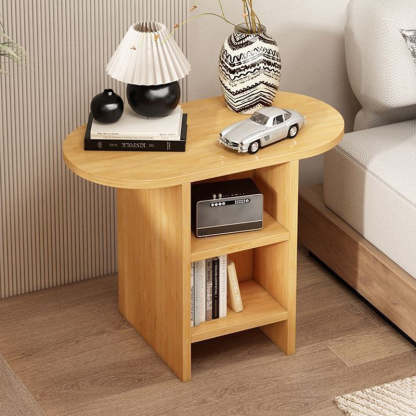 Japanese Semicircle Solid Wood 3-Tier Side Table