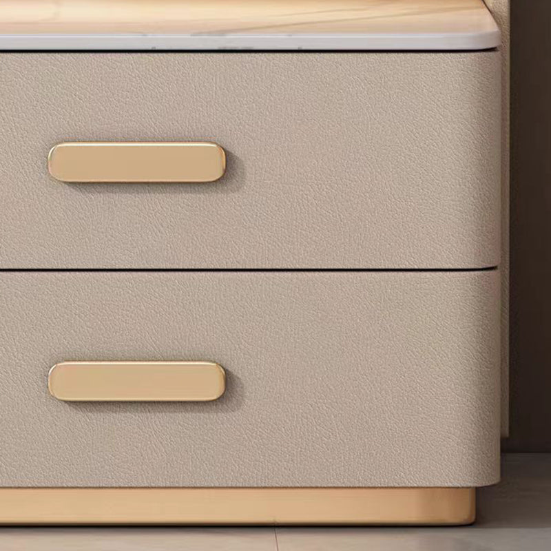 Nordic Solid Wood 3-Drawer Nightstand — With Safe & Sensor Light / Beige