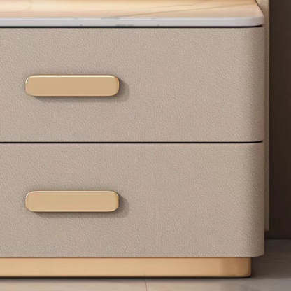 Nordic Solid Wood 3-Drawer Nightstand — With Safe & Sensor Light / Beige