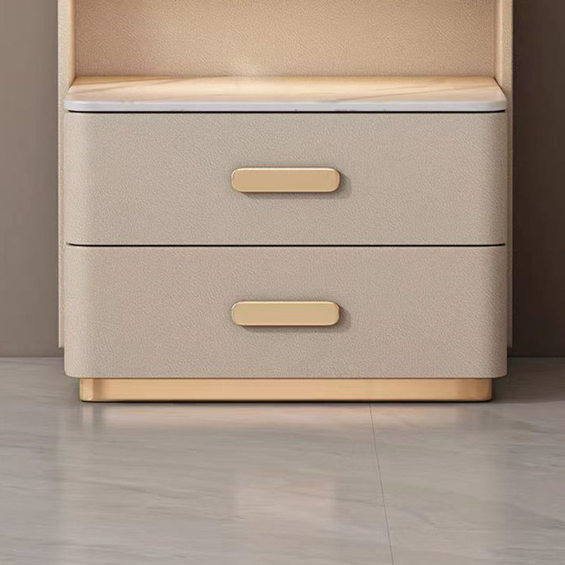Nordic Solid Wood 3-Drawer Nightstand — With Safe & Sensor Light / Light Gray