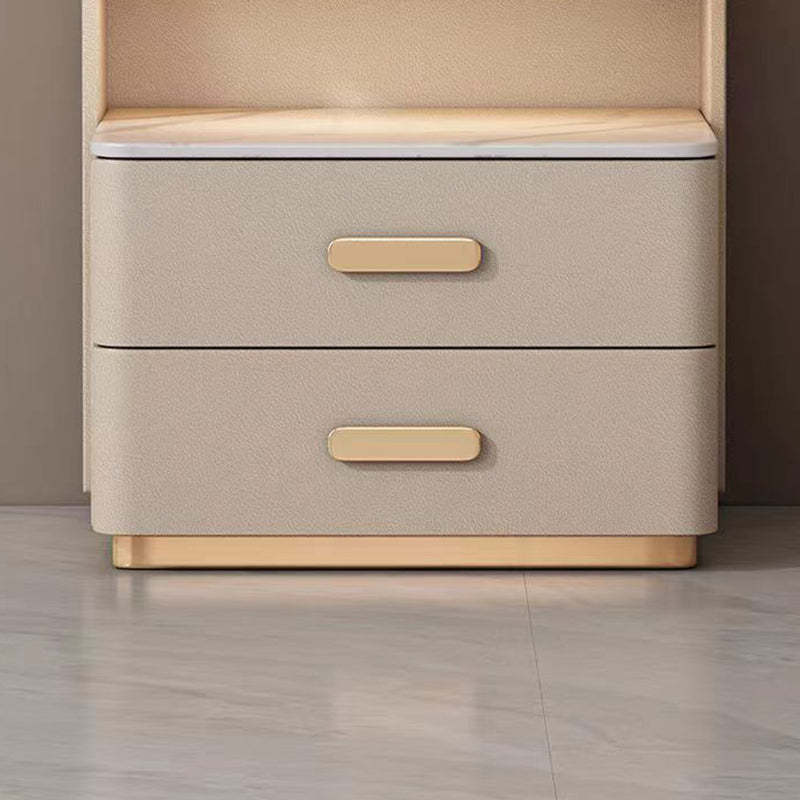 Nordic Solid Wood 3-Drawer Nightstand — With Safe & Sensor Light / Light Gray