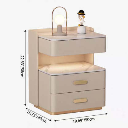 Nordic Solid Wood 3-Drawer Nightstand — Without Safe & Sensor Light / Light Gray