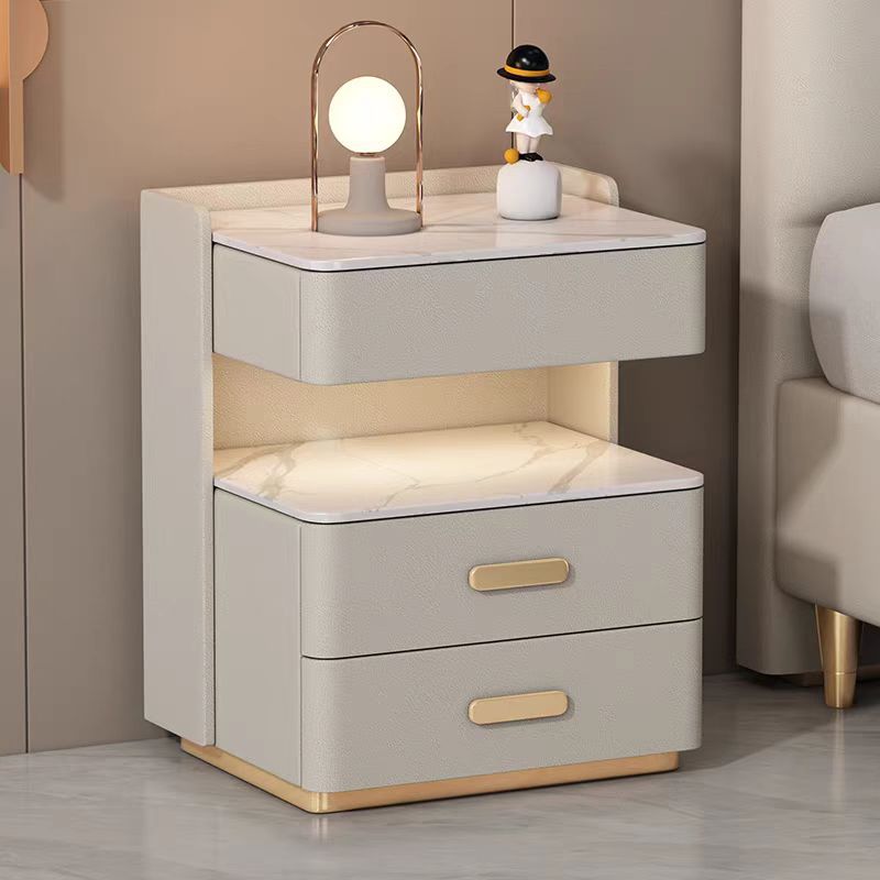 Nordic Solid Wood 3-Drawer Nightstand — Without Safe & Sensor Light / Beige