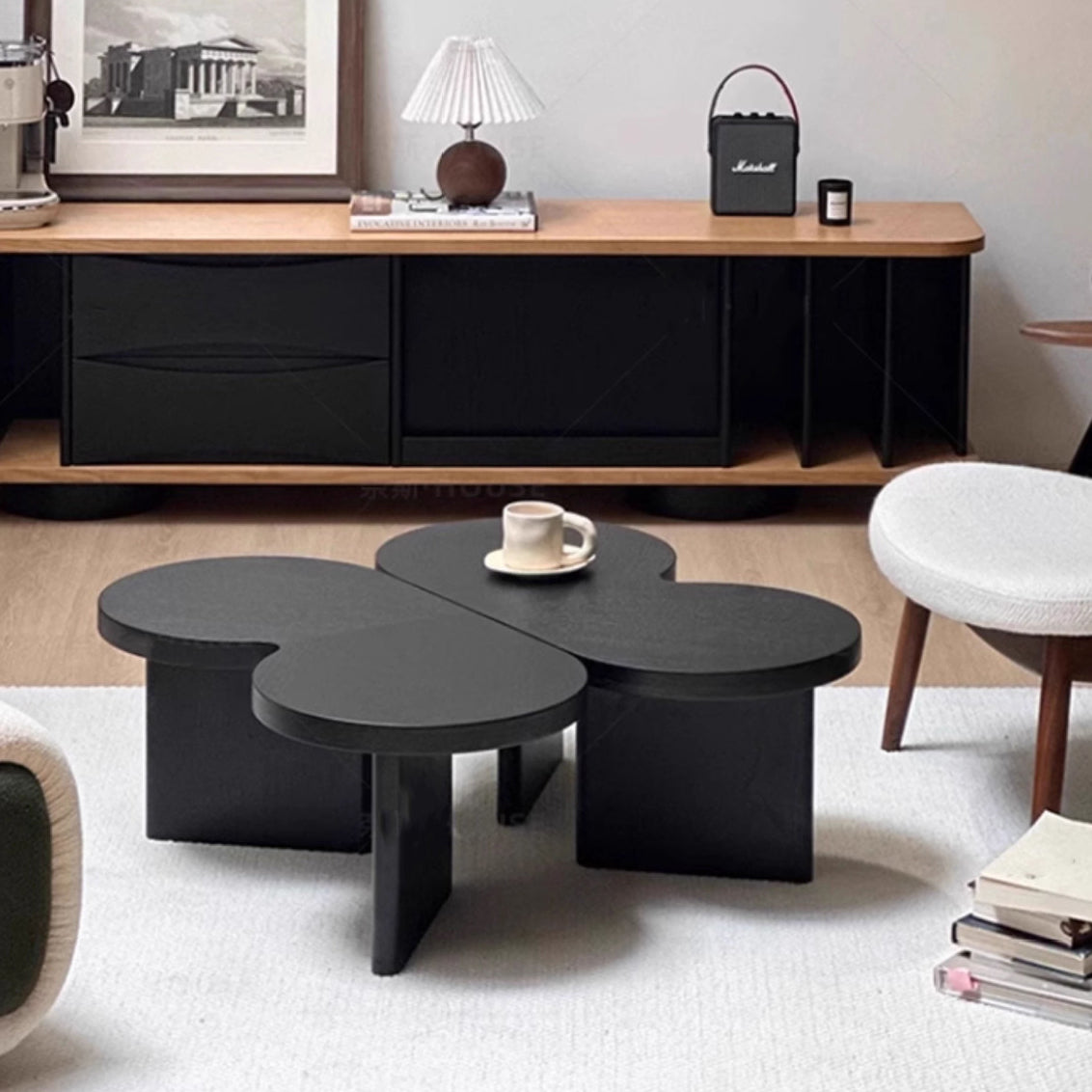 French Splicing Butterfly Rubber Wood Coffee Table