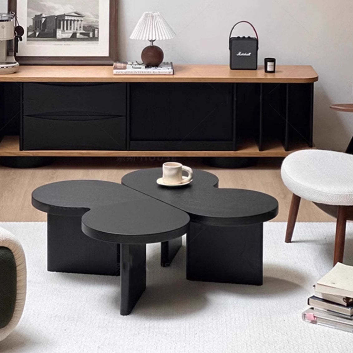 French Splicing Butterfly Rubber Wood Coffee Table