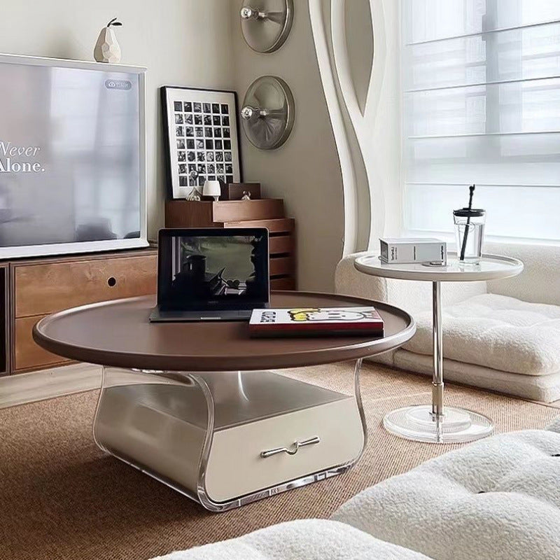 Scandinavian Cream Acrylic 1-Drawer Coffee Table