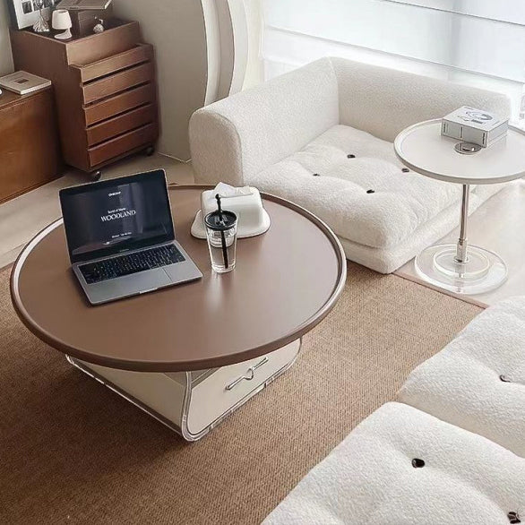 Scandinavian Cream Acrylic 1-Drawer Coffee Table