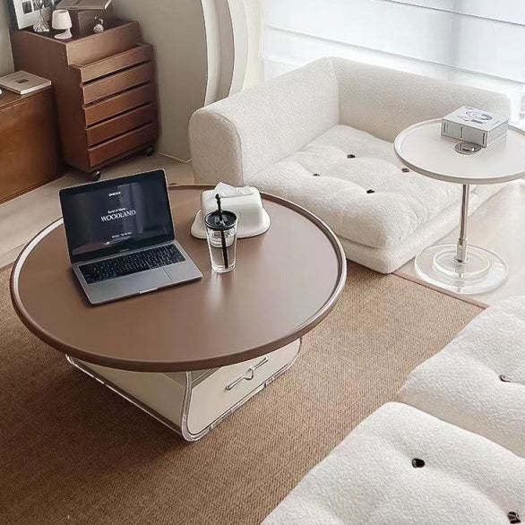 Scandinavian Cream Acrylic 1-Drawer Coffee Table
