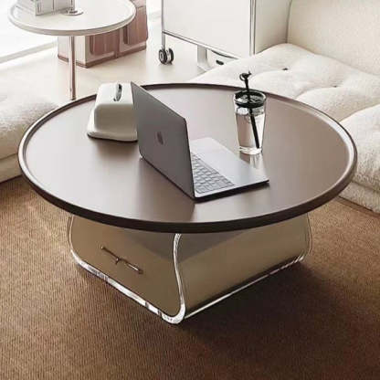 Scandinavian Cream Acrylic 1-Drawer Coffee Table