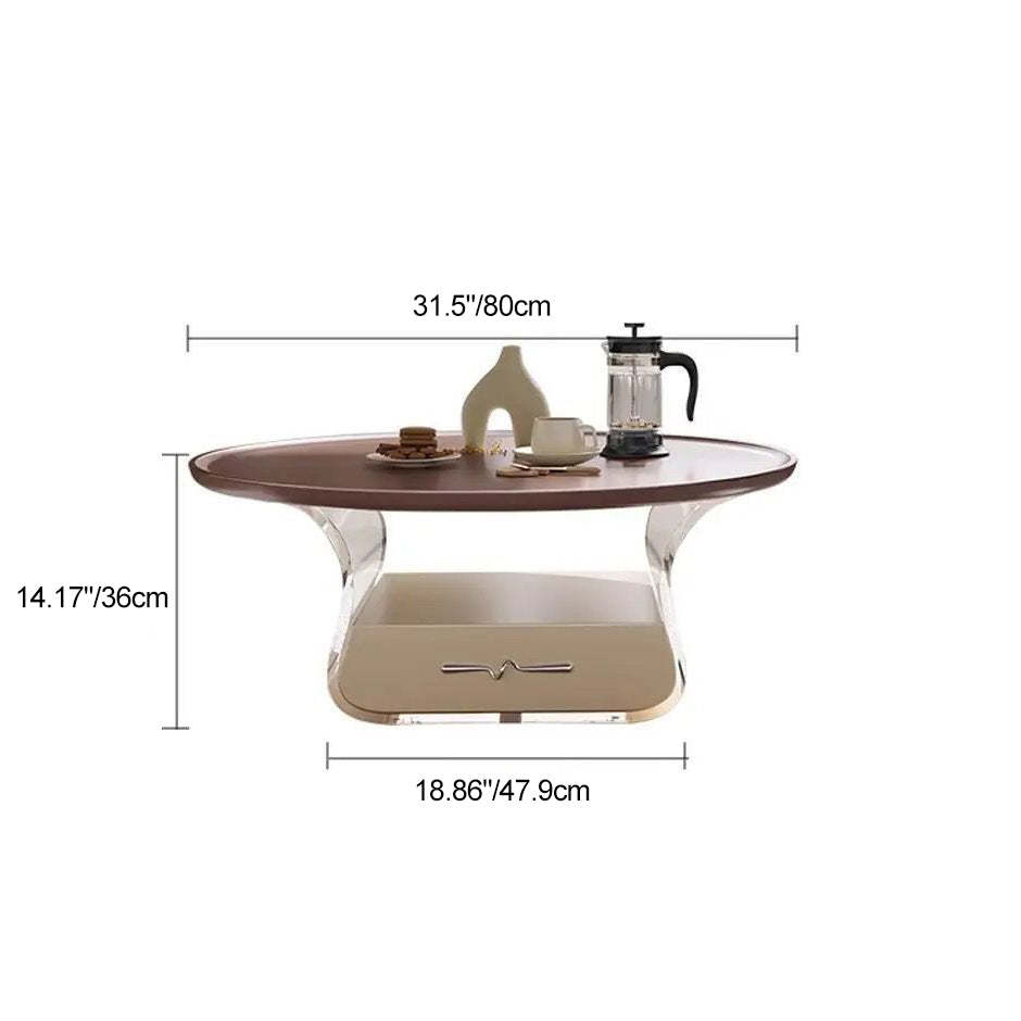 Scandinavian Cream Acrylic 1-Drawer Coffee Table