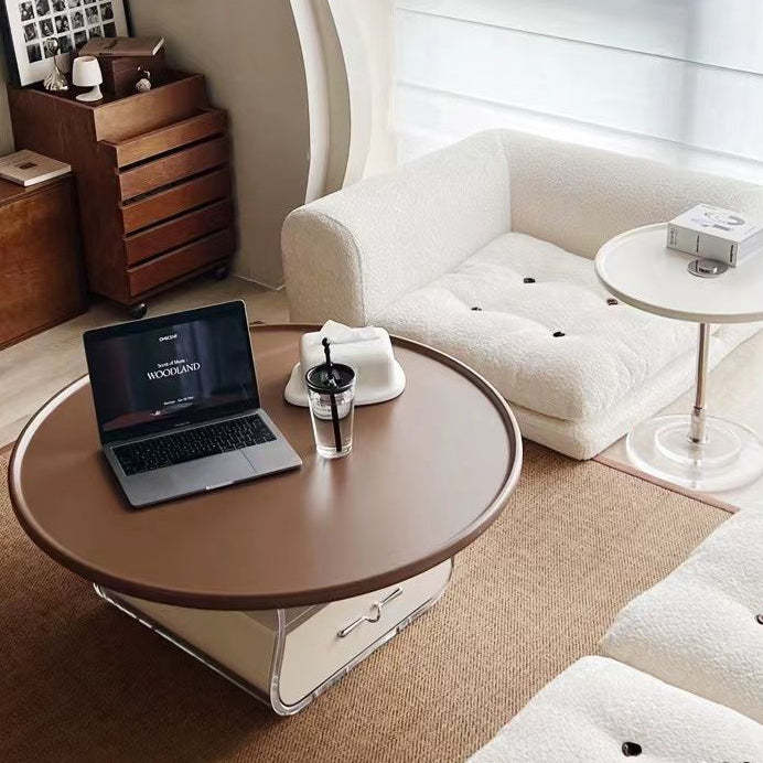 Scandinavian Cream Acrylic 1-Drawer Coffee Table