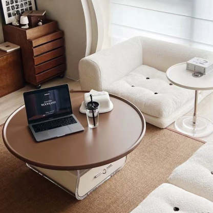 Scandinavian Cream Acrylic 1-Drawer Coffee Table