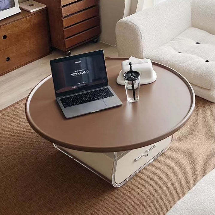 Scandinavian Cream Acrylic 1-Drawer Coffee Table