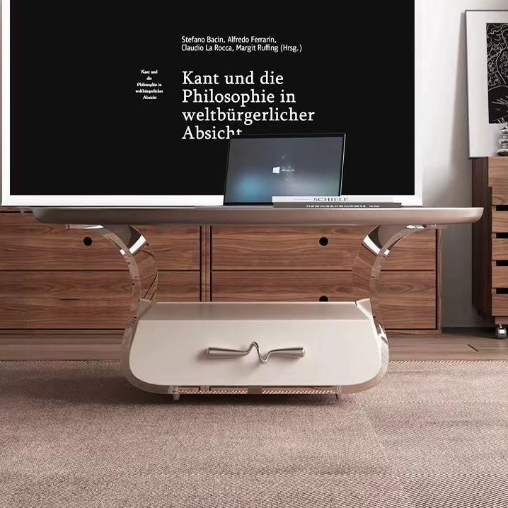 Scandinavian Cream Acrylic 1-Drawer Coffee Table