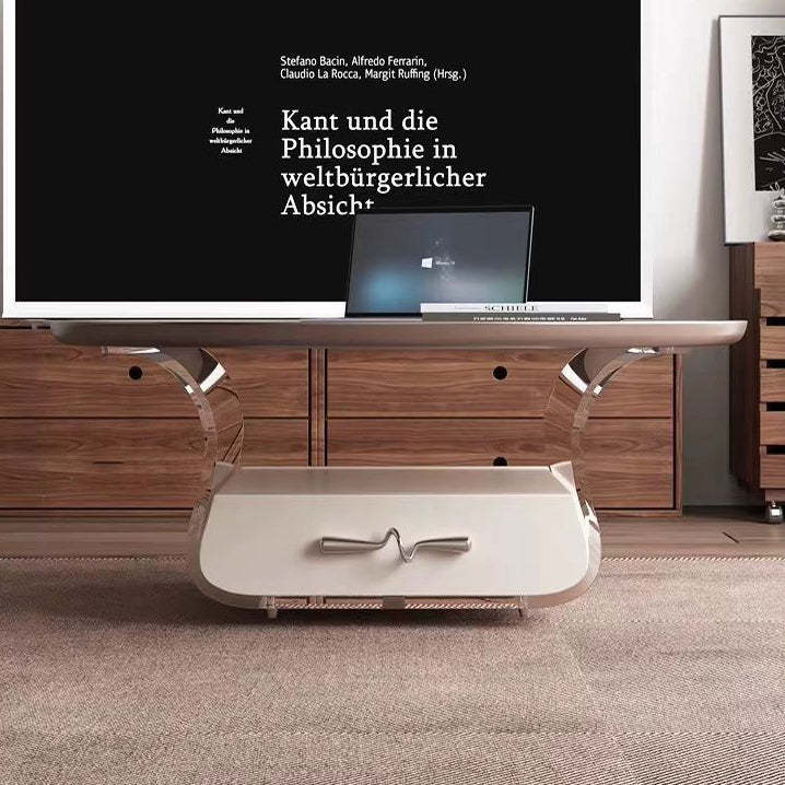 Scandinavian Cream Acrylic 1-Drawer Coffee Table